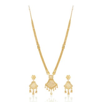 Graceful Heritage Long Necklace Set –  one gram gold-plated Wedding Wear