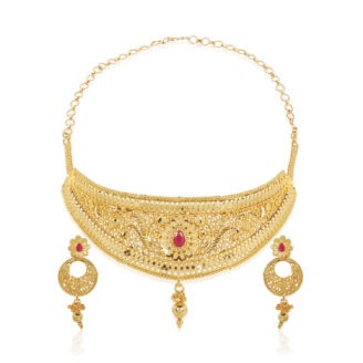 Classic Glam Choker Necklace Set – one gram gold-plated Wedding Collection