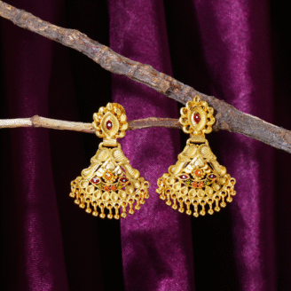 Leaf-Inspired Drop Earrings –  one gram gold-plated Occasion Wear