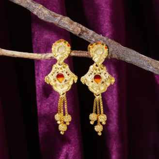 Glossy Gold Drop Earrings –  one gram gold-plated Festive Look