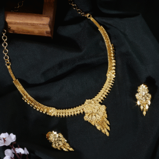 Graceful Bloom Necklace Set –  one gram gold-plated Wedding Jewellery